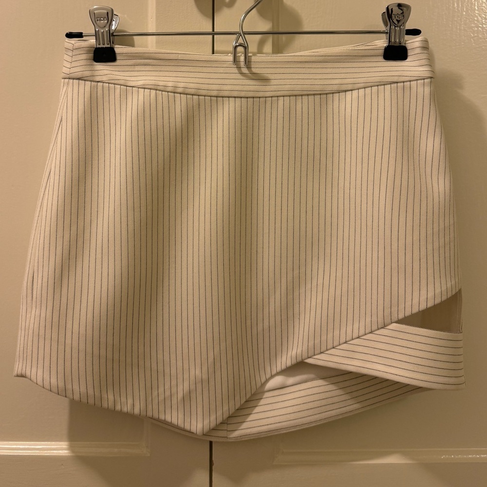 Pinstripe cutout mini skirt